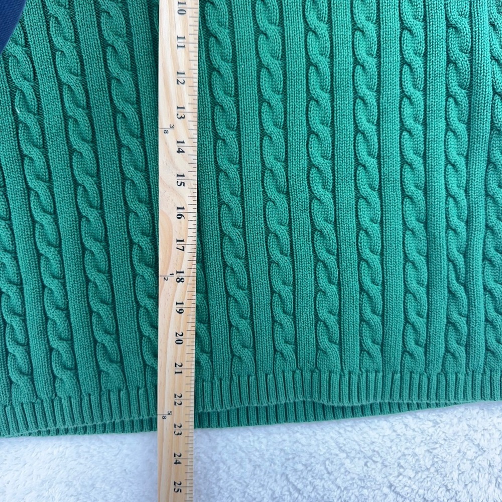 vintage LL BEAN WOMEN'S CABLE-KNIT SWEATER Fits Like SMALL kelly green cotton - Picture 5 of 6